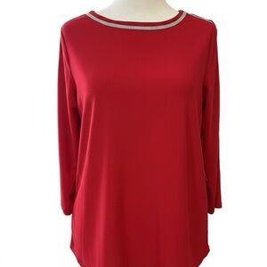 Scarlett Red Rhinestone Neckline Top - Size L NWT Retail ($54)